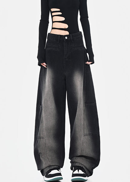 Blue Loose Fit Retro Scimitar Wide Leg Jeans - Women’s Jeans