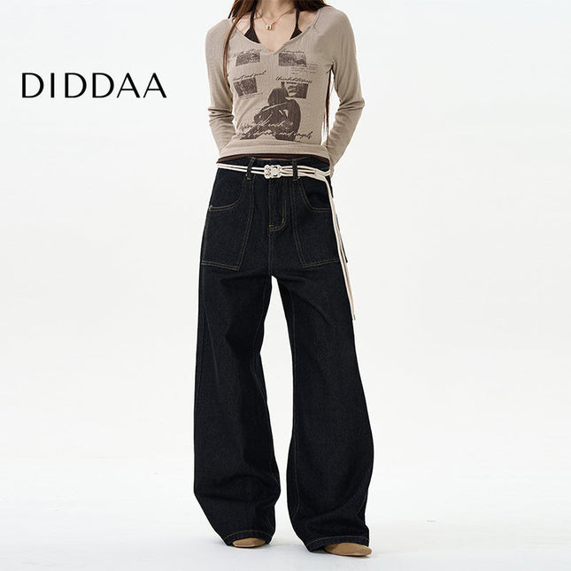 Blue Loose Fit Retro Straight Jeans for Men - S / Black - Women’s Jeans