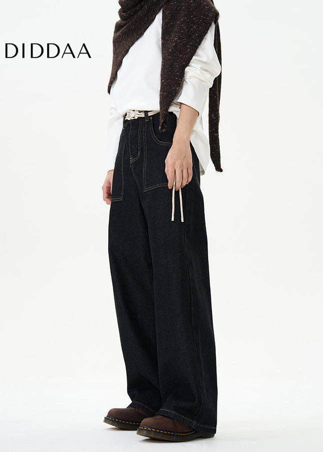 Blue Loose Fit Retro Straight Jeans for Men - Women’s Jeans