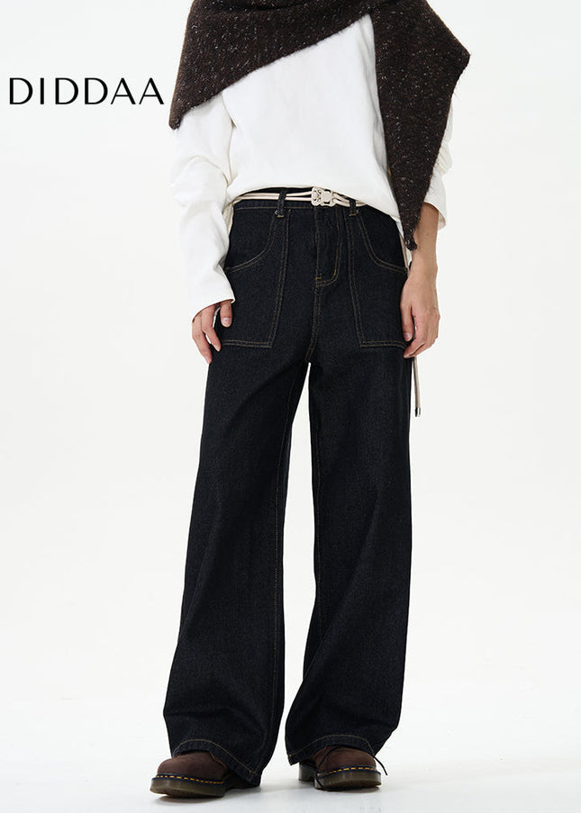 Blue Loose Fit Retro Straight Jeans for Men - Women’s Jeans