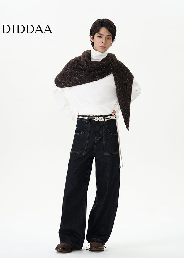 Blue Loose Fit Retro Straight Jeans for Men - Women’s Jeans