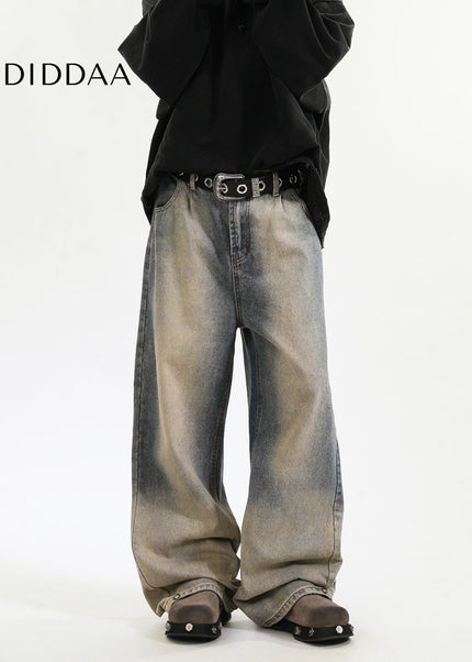 Blue Loose Fit Retro Wide-Leg Jeans for Men and Women - Men’s Jeans