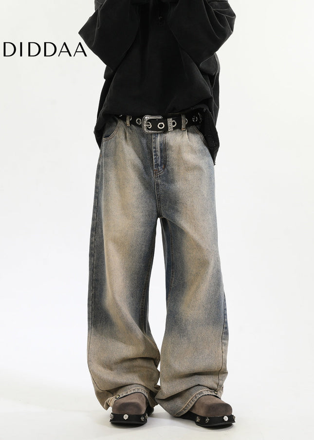 Blue Loose Fit Retro Wide-Leg Jeans for Men and Women - Men’s Jeans