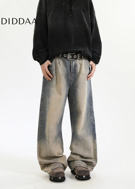 Blue Loose Fit Retro Wide-Leg Jeans for Men and Women - Men’s Jeans