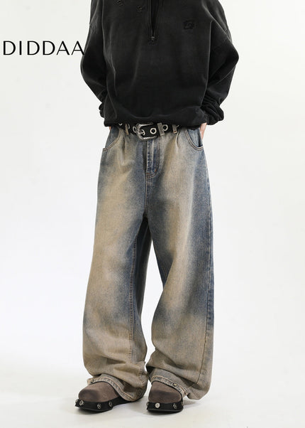 Blue Loose Fit Retro Wide-Leg Jeans for Men and Women - Men’s Jeans