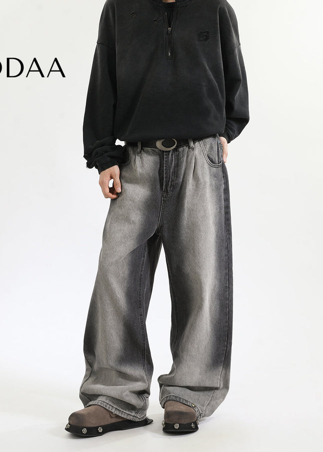 Blue Loose Fit Retro Wide-Leg Jeans for Men and Women - S / Black - Men’s Jeans