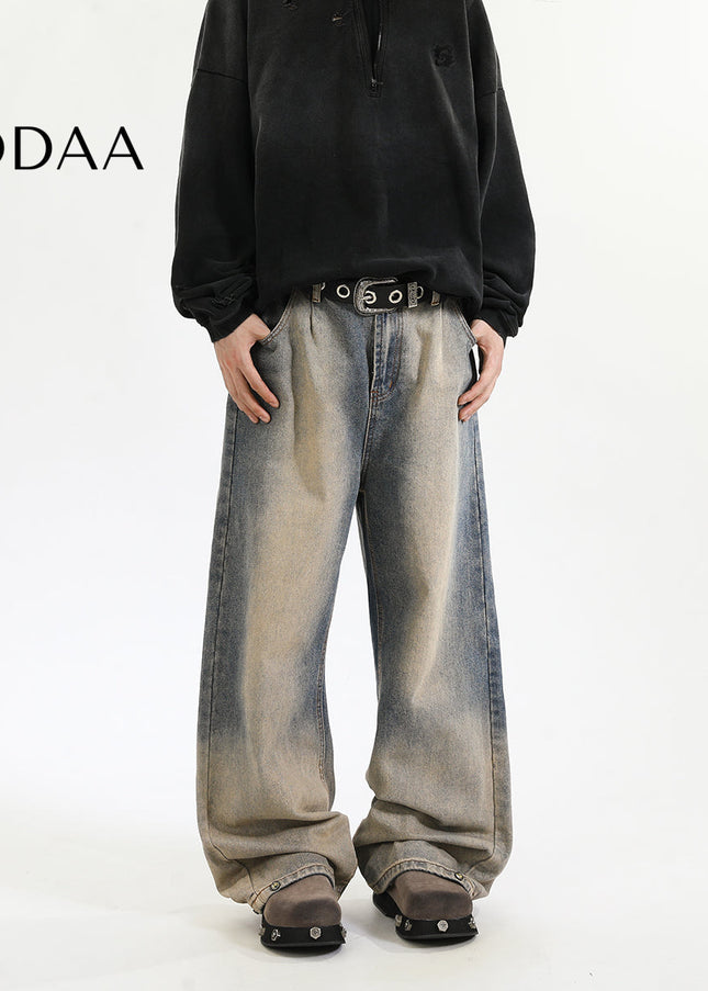 Blue Loose Fit Retro Wide-Leg Jeans for Men and Women - S / Vintage Blue - Men’s Jeans