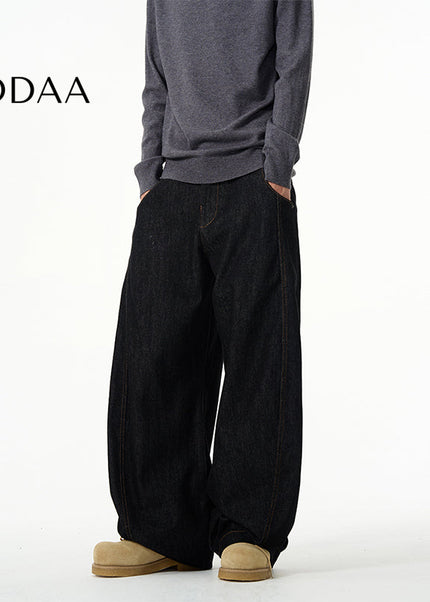 Blue Loose Fit Retro Wide-Legged Scimitar Jeans - S / Black - Women’s Jeans