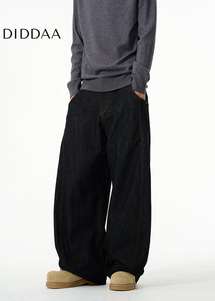 Blue Loose Fit Retro Wide-Legged Scimitar Jeans - Women’s Jeans