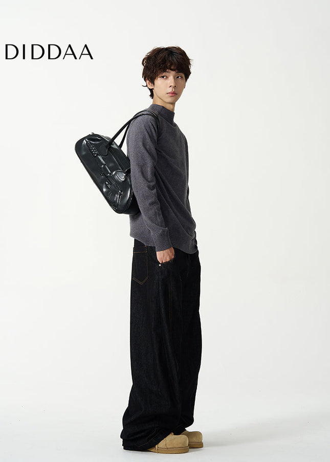 Blue Loose Fit Retro Wide-Legged Scimitar Jeans - Women’s Jeans