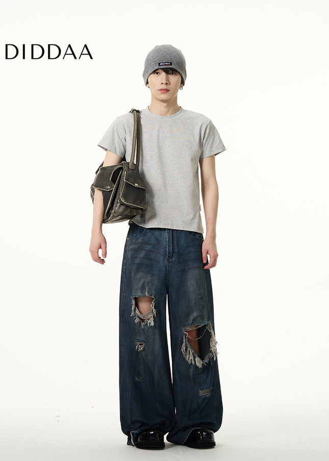 Blue Loose Fit Ripped Jeans for Couples by Tail Lang - Women’s Jeans