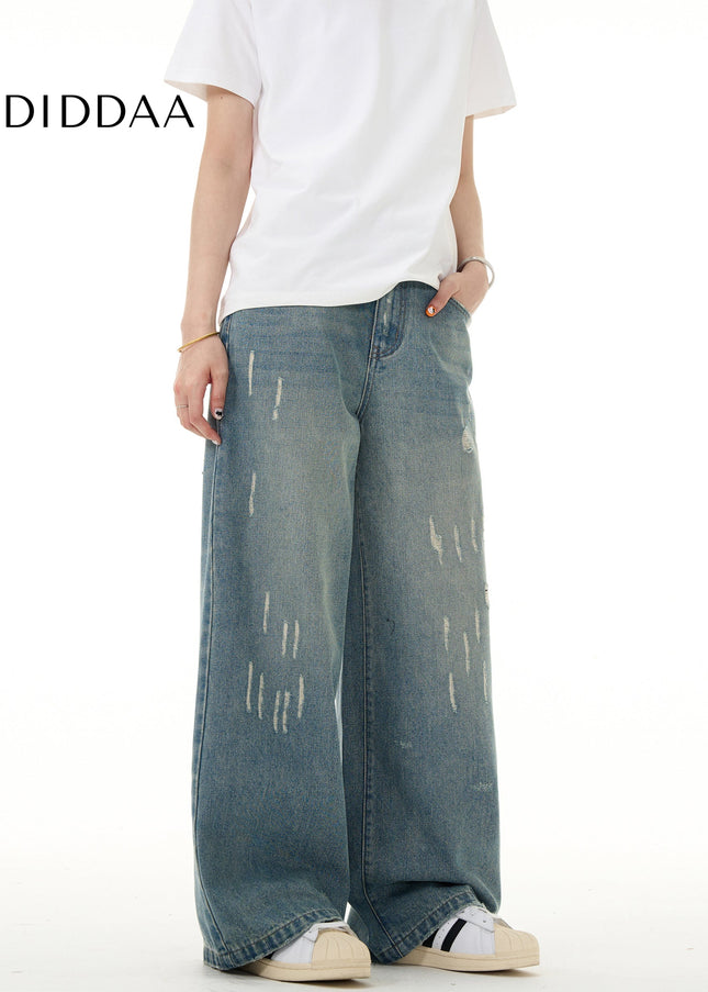 Blue Loose Fit Ripped Jeans for Men and Women - Men’s Jeans