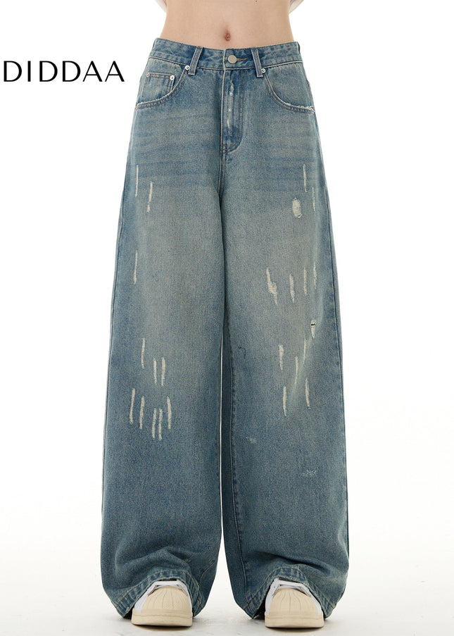 Blue Loose Fit Ripped Jeans for Men and Women - Men’s Jeans