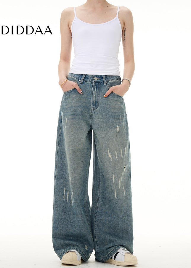 Blue Loose Fit Ripped Jeans for Men and Women - Men’s Jeans