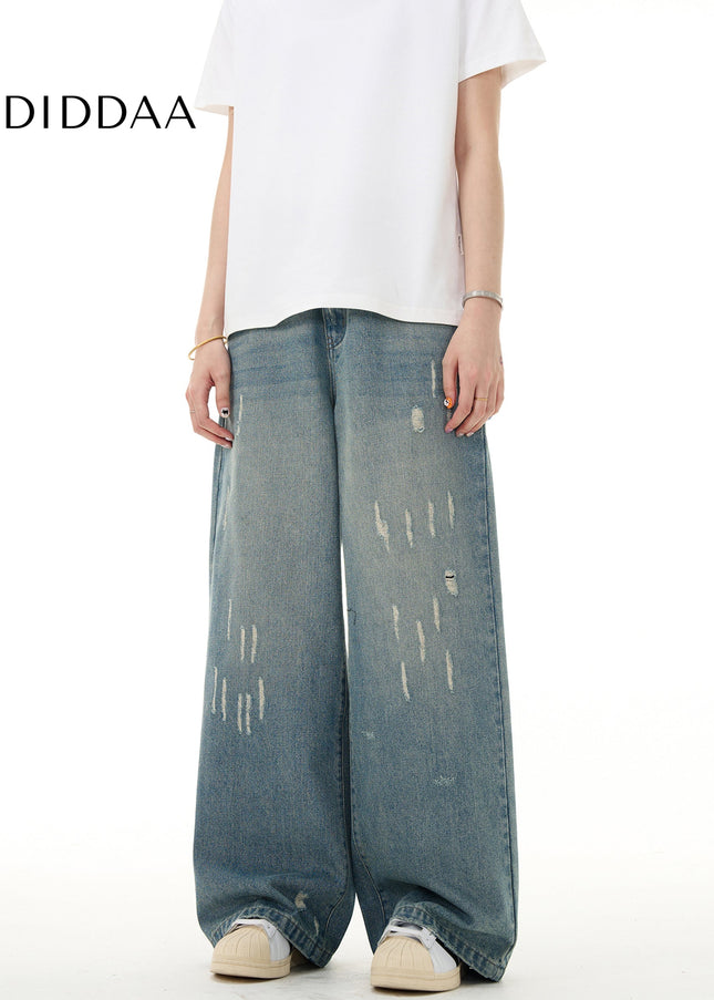 Blue Loose Fit Ripped Jeans for Men and Women - Men’s Jeans