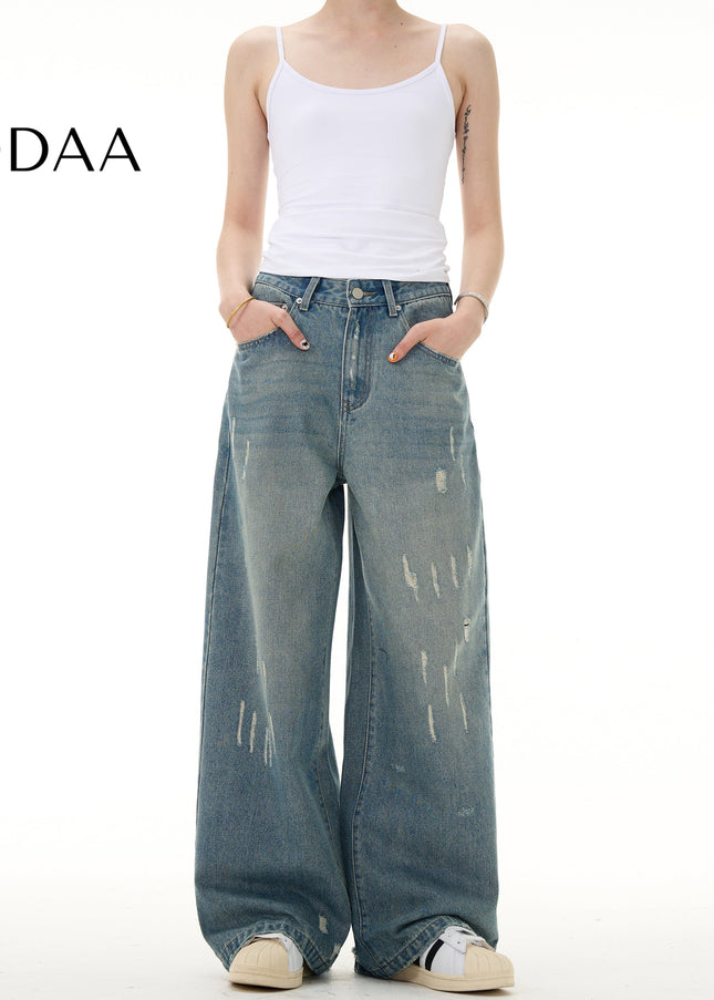 Blue Loose Fit Ripped Jeans for Men and Women - S / Blue - Men’s Jeans