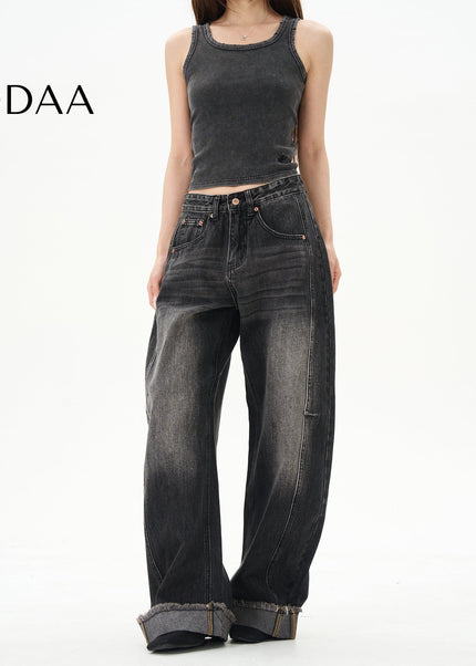 Blue Loose Fit Scimitar Jeans for Couples - S / Black - Women’s Jeans