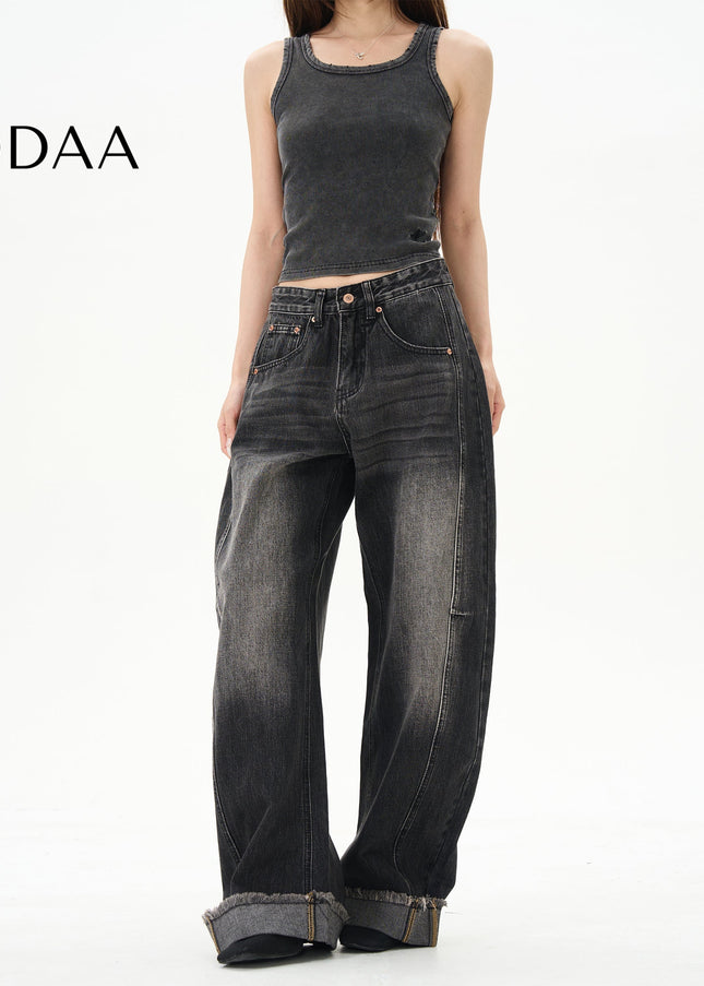 Blue Loose Fit Scimitar Jeans for Couples - S / Black - Women’s Jeans