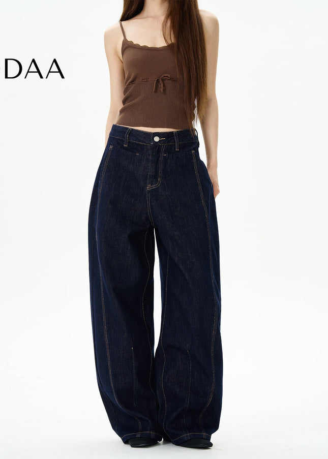 Blue Loose Fit Scimitar Jeans for Trendy Men - S / Dark Blue - Women’s Jeans