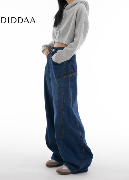 Blue Loose Fit Scimitar Jeans Women’s Wide-Leg Trousers - Women’s Jeans