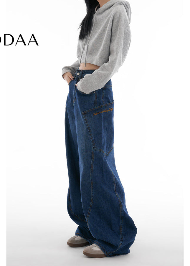 Blue Loose Fit Scimitar Jeans Women’s Wide-Leg Trousers - XS / Dark Blue - Women’s Jeans