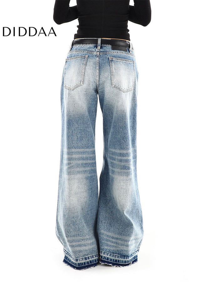 Blue Loose Fit Spice Girls Low-Rise Wide-Leg Jeans - Women’s Jeans