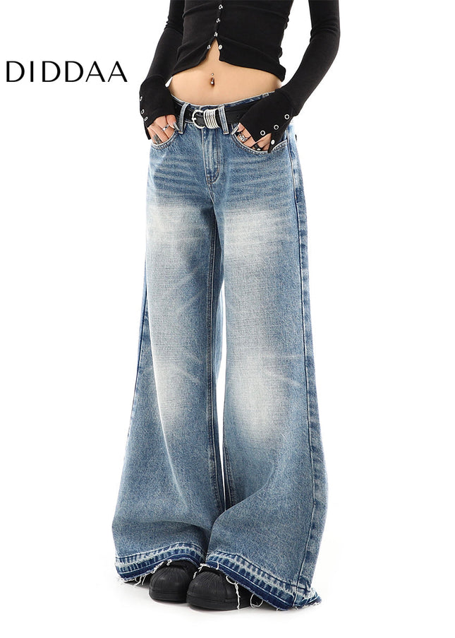 Blue Loose Fit Spice Girls Low-Rise Wide-Leg Jeans - Women’s Jeans