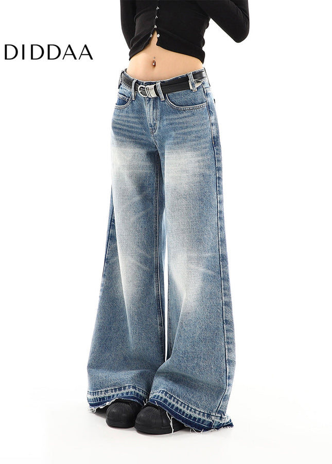 Blue Loose Fit Spice Girls Low-Rise Wide-Leg Jeans - Women’s Jeans