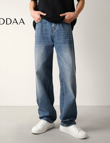 Blue Loose Fit Straight Leg Jeans for Men - 28 / Mid Blue - Men’s Jeans