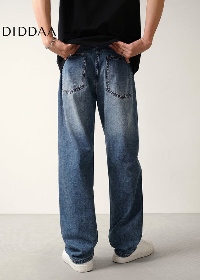 Blue Loose Fit Straight Leg Jeans for Men - Men’s Jeans