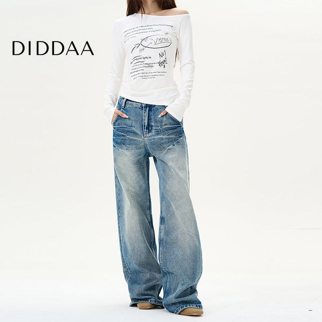 Blue Loose Fit Straight-Leg Jeans for Men - S / Mid Blue - Women’s Jeans