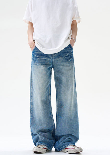 Blue Loose Fit Vintage High Street Wash Jeans - Men’s Jeans