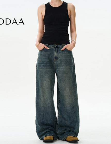 Blue Loose Fit Vintage Wash Jeans for Men and Women - S / Mid Blue - Men’s Jeans