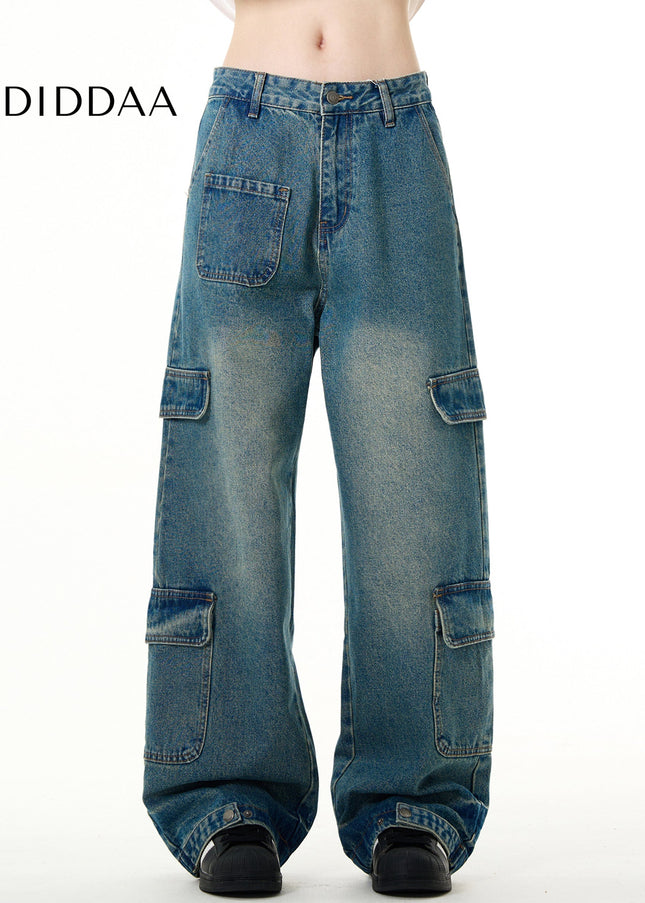 Blue Loose Fit Vintage Wash Jeans for Men - Men’s Jeans