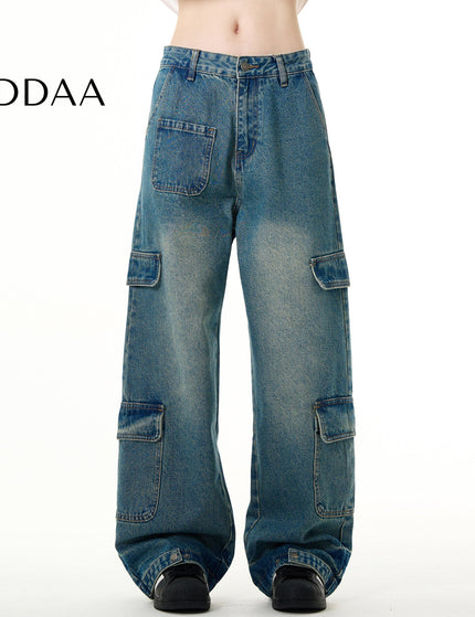 Blue Loose Fit Vintage Wash Jeans for Men - S / Mid Blue - Men’s Jeans