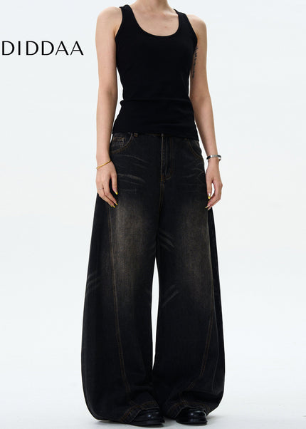 Blue Loose Fit Vintage Whisker Jeans for Men and Women - Men’s Jeans