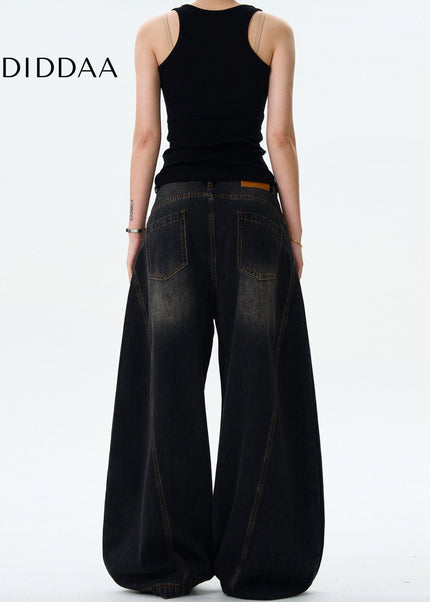 Blue Loose Fit Vintage Whisker Jeans for Men and Women - Men’s Jeans