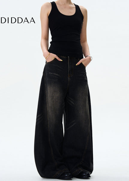 Blue Loose Fit Vintage Whisker Jeans for Men and Women - Men’s Jeans