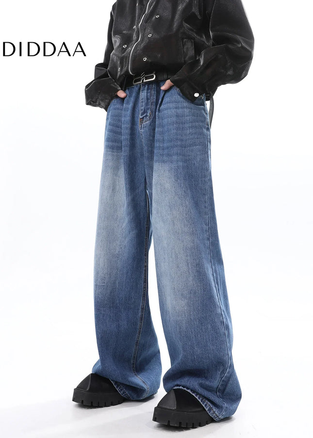 Blue Loose Fit Vintage Wide-leg Jeans for Men - Men’s Jeans
