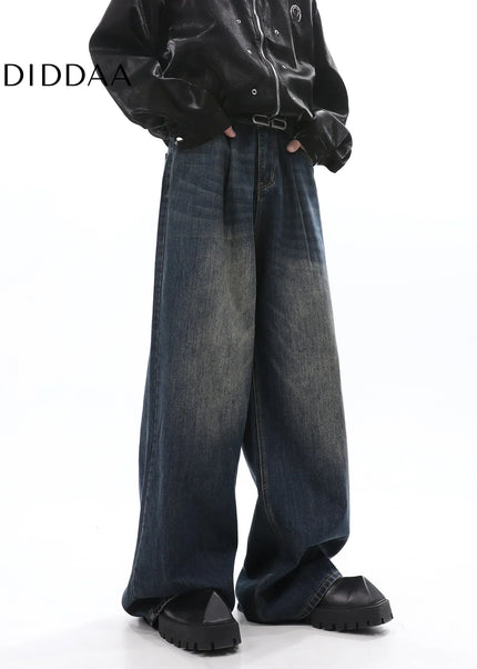 Blue Loose Fit Vintage Wide-leg Jeans for Men - Men’s Jeans