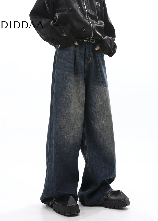 Blue Loose Fit Vintage Wide-leg Jeans for Men - Men’s Jeans