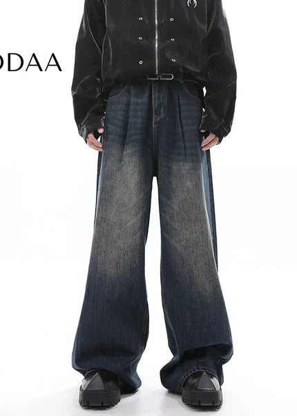 Blue Loose Fit Vintage Wide-leg Jeans for Men - S / Black - Men’s Jeans