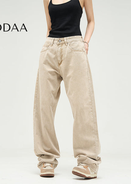 Blue Loose Fit Wide Leg Jeans for Couples - S / Khaki - Women’s Jeans
