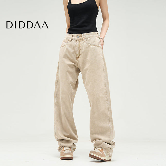 Blue Loose Fit Wide Leg Jeans for Couples - S / Khaki - Women’s Jeans