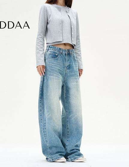 Blue Loose Fit Wide-Leg Jeans for Couples - S / Mid Blue - Women’s Jeans