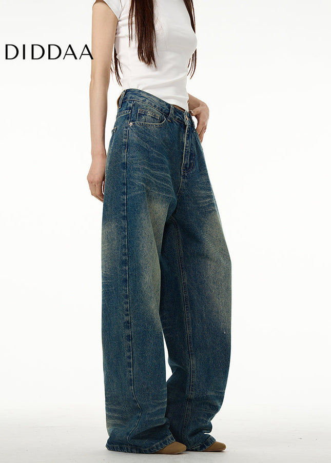 Blue Loose Fit Wide Leg Jeans for Couples - Women’s Jeans