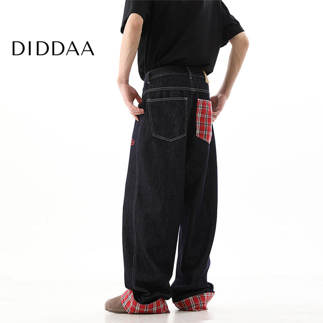 Blue Loose Fit Wide Leg Jeans for Men Couple - Men’s Jeans