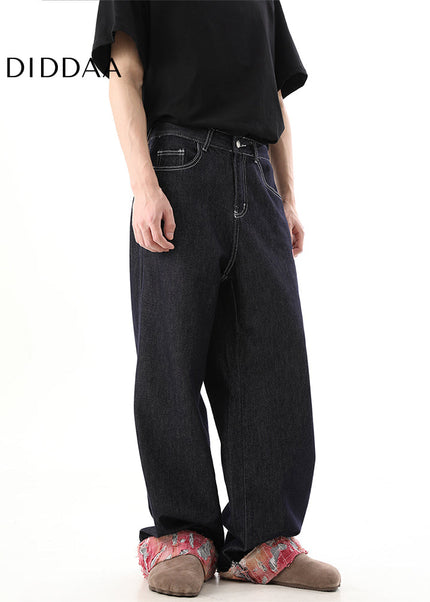 Blue Loose Fit Wide Leg Jeans for Men Couple - Men’s Jeans