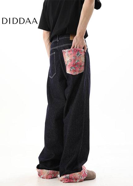 Blue Loose Fit Wide Leg Jeans for Men Couple - Men’s Jeans