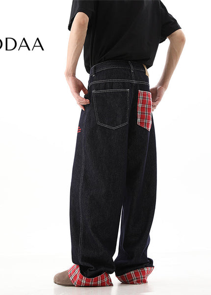 Blue Loose Fit Wide Leg Jeans for Men Couple - Men’s Jeans